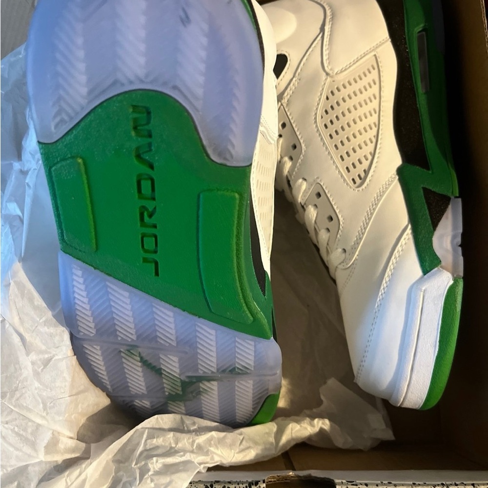 Jordan Kids' White and Green Sneakers